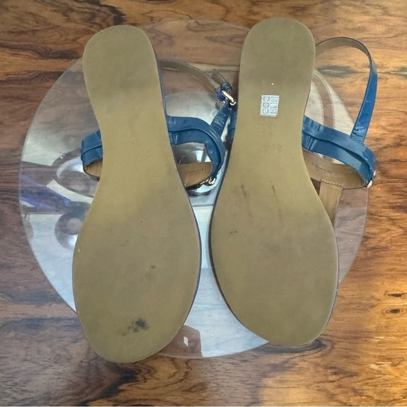 COACH Caterine Blue Patent Leather T-Strap Thong Sandals - Picture 14 of 16